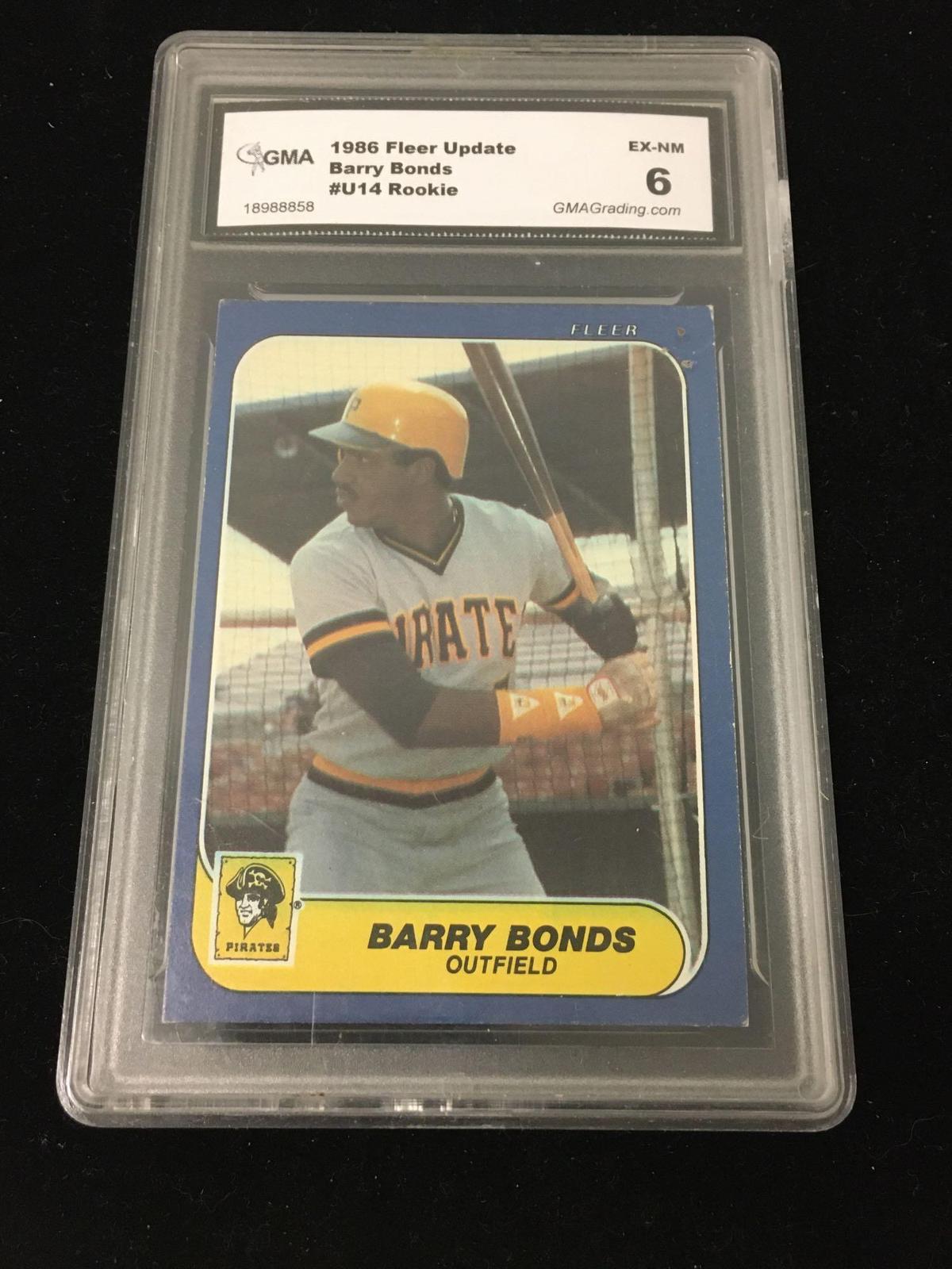 GMA Graded 1986 Fleer Update Barry Bonds Pirates Giants Rookie Baseball Card - EX-NM 6