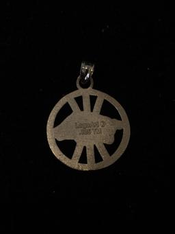 Logoart Designed Wart Hog Motif Round 0.75in Gold-Tone Sterling Silver Pendant