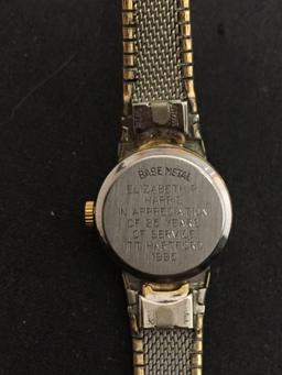 Wittnauer Designed Round 17mm Diamond Accented Gold-Tone Bezel Stainless Steel Watch w/ Bracelet