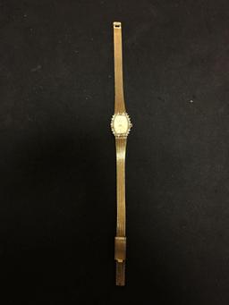 Gruen Designed 18x15mm Diamond Accented Bezel Gold-Tone Stainless Steel Watch w/ Bracelet