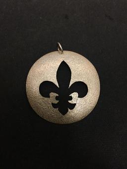 Large Pierced Fleur De Lis Sterling Silver Charm Pendant