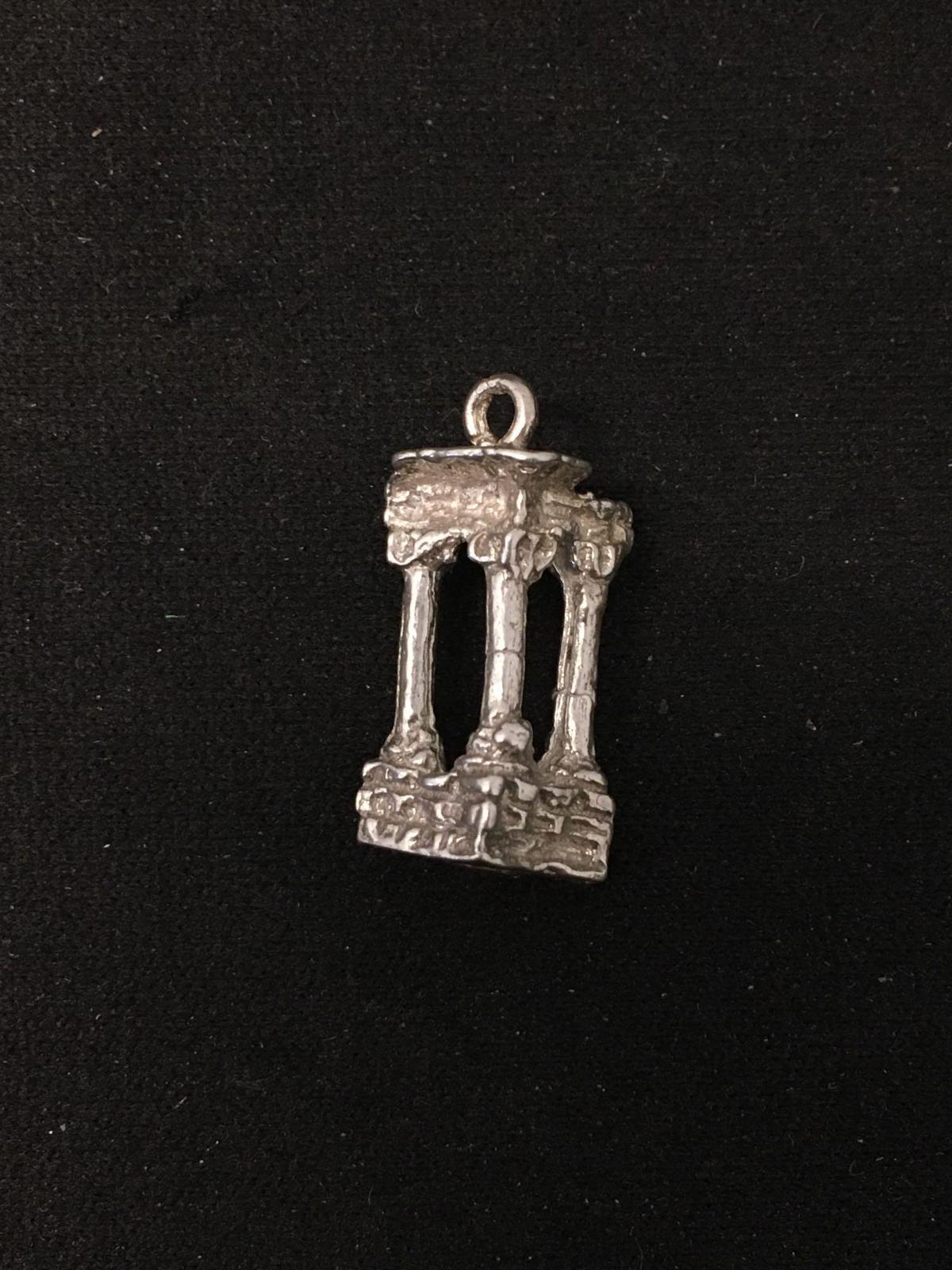 Roman Pillars Sterling Silver Charm Pendant