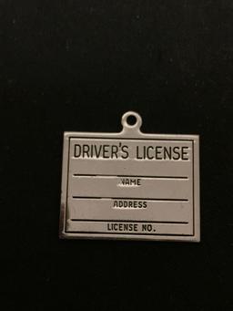 Drivers License Sterling Silver Charm Pendant