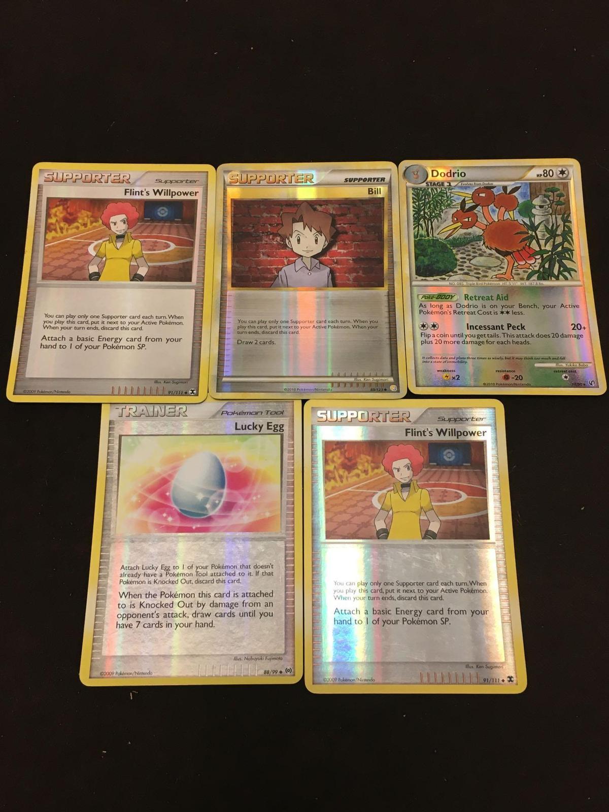 5 Card Lot of Pokemon Rares & Holofoil Cards from Estate Collection