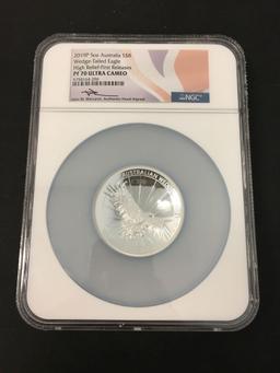 2019-P $8 Australia 5 Ounce .999 Fine Silver Curved Wedge-Tailed Eagle Silver Bullion - NGC Graded