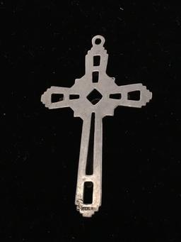 Sterling Silver 1.75x1in Crucifixion Cross Pendant