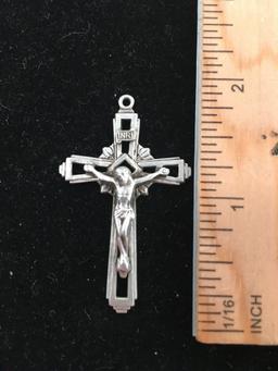 Sterling Silver 1.75x1in Crucifixion Cross Pendant