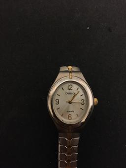 Carriage Timex Designed Oval 23x20mm Bezel Two-Tone Stainless Steel Watch w/ Bracelet