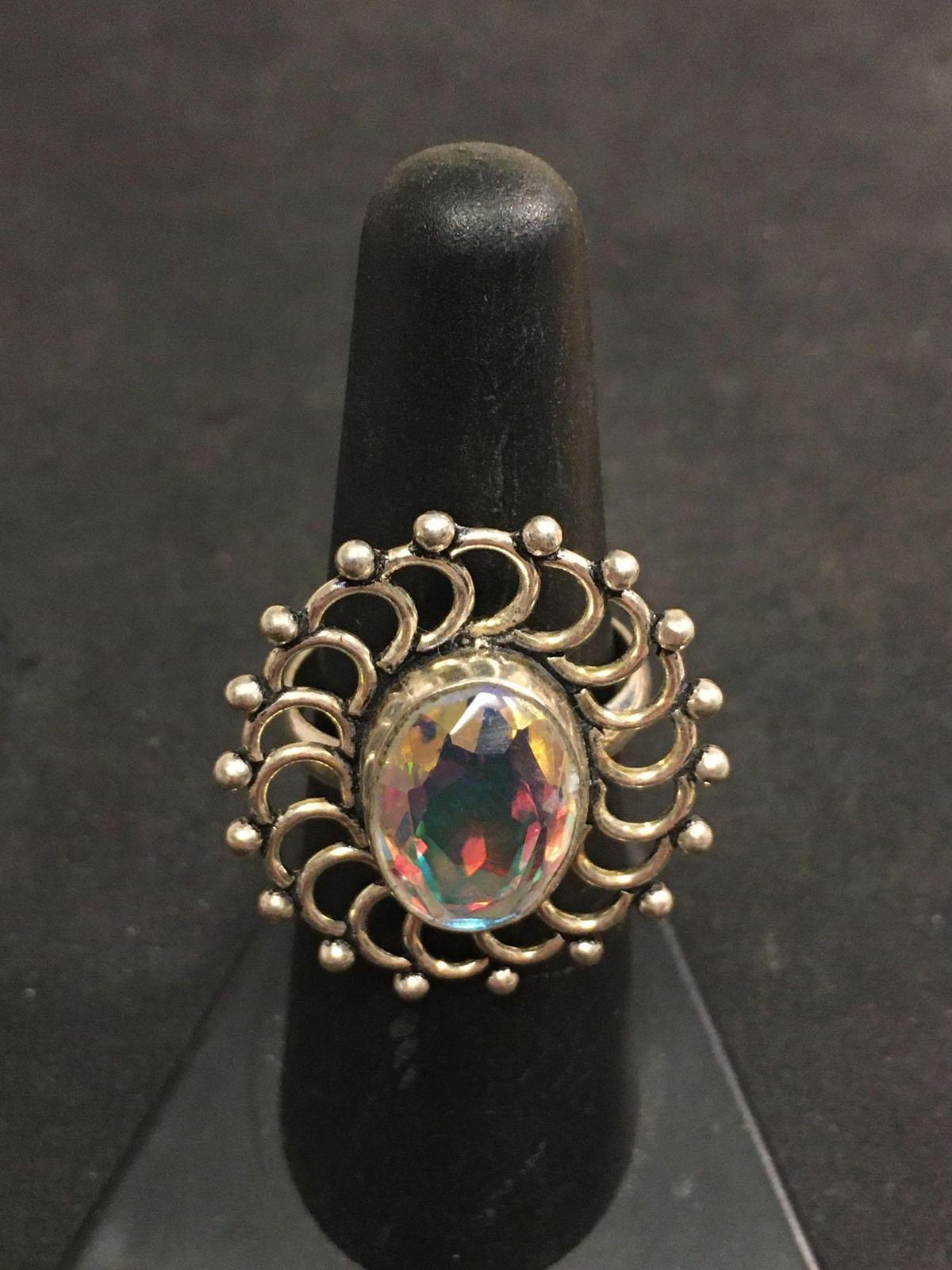 Sterling Silver & Multi Color Stone Ring Sz 6