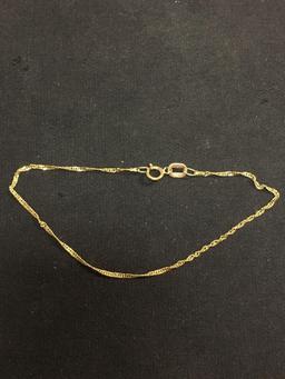 Dainty 14K Yellow Gold 7 Inch Chain Bracelet - 1/2 Gram