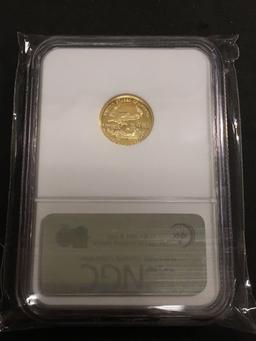 NGC Graded 2007-W American $5 Eagle PF70 Ultra Cameo Early Release 1/10th OZ .999 Fine Gold Coin