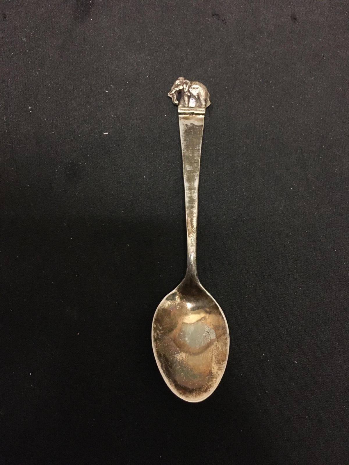 Elephant Motif 4in Long Sterling Silver Commemorative Spoon