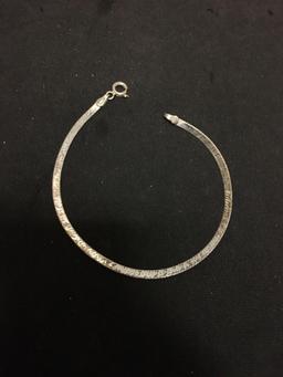 FAS Designer 2.5mm Wide 7in Long Herringbone Link Sterling Silver Bracelet