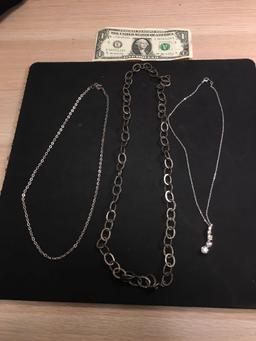 Various Size & Style Silver -Tone Alloy Fashion Pendants w/ Chains