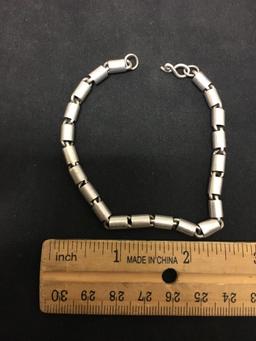 Amazing Barrel Ink Heavy Ornate Sterling Silver 8" Chain Bracelet - 15 Grams