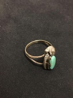 Old Pawn Native American Blue Robins Egg Turquoise Sterling Silver Ring Sz 6