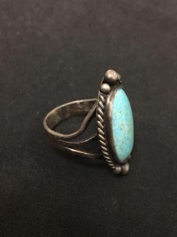 OLD PAWN Native Sterling Silver & Robins Egg Turquoise Ring Size 6 - Chunky