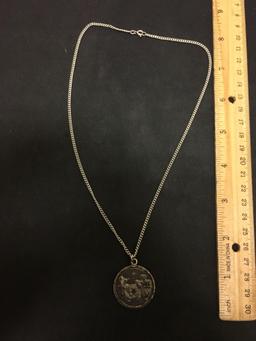 Old Pawn Taxco Mermaid Man Sterling Silver Pendan Chain Necklace