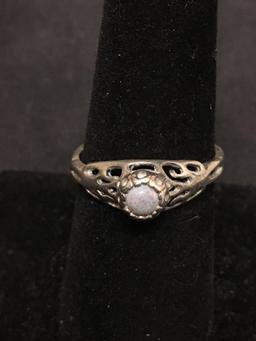 ESPO White Bead Gemstone Sterling Silver Vintage Ring Size 7.5