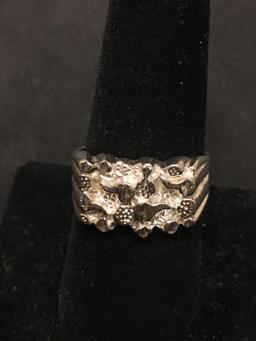 Incredible Sterling Silver Nugget Style Ring Size 9