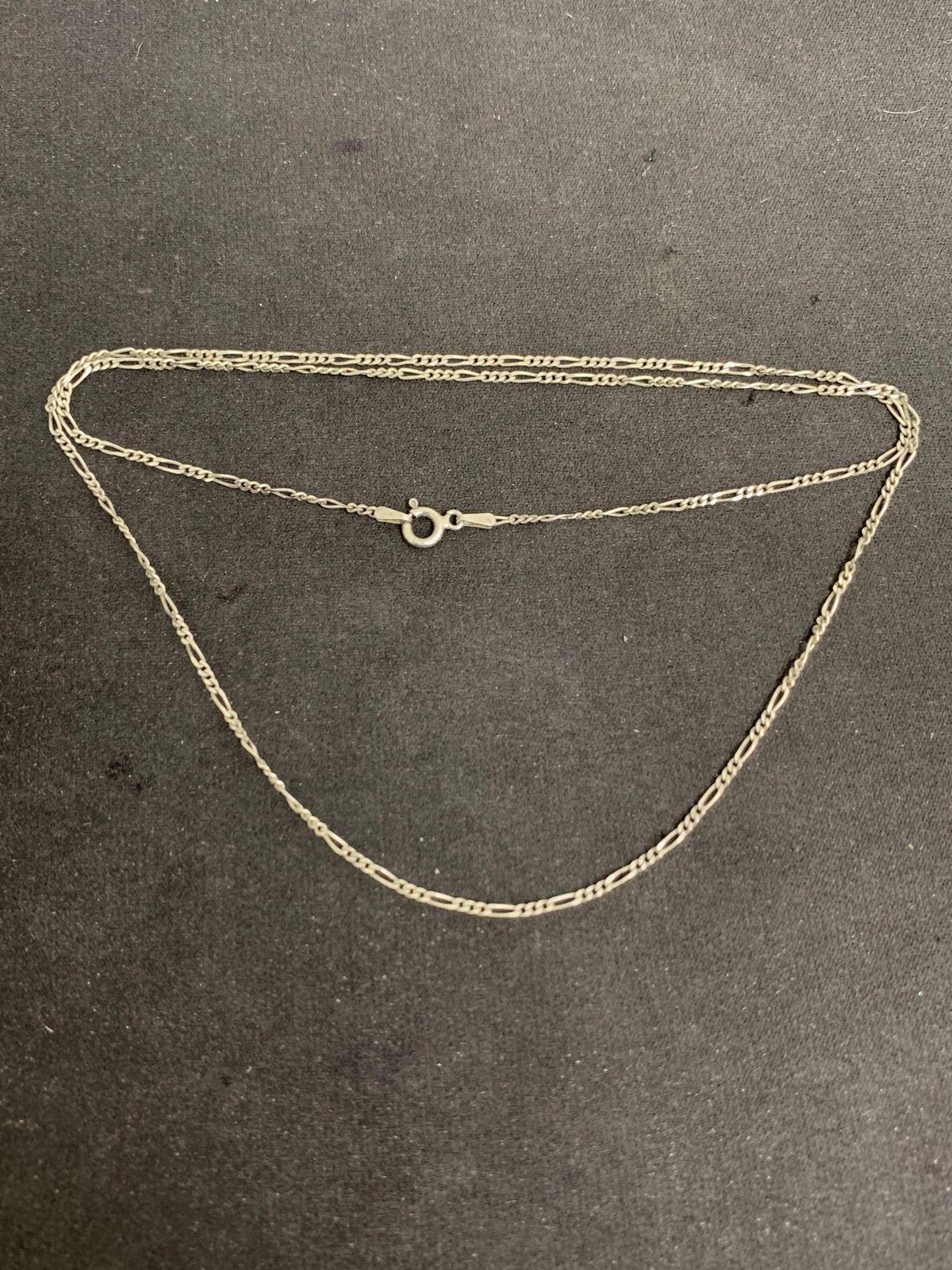 Figaro Link 1.25mm Wide 24in Long Italian Made Sterling Silver Chain