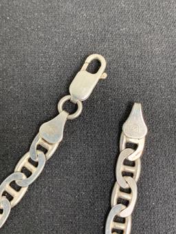 Medium Gauge Anchor Link 5.5mm Wide 7in Long High Polished Signed Designer Sterling Silver Bracelet