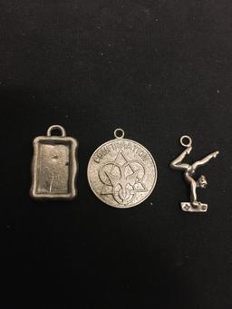 Lot of 3 NICE Sterling Silver Charm Pendants