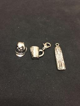 Lot of 3 NICE Sterling Silver Charm Pendants