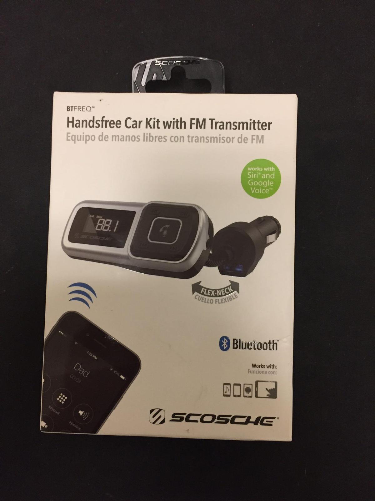 BRAND NEW Scosche Bluetooth Handsfree Car Kit with FM Transmitter in Original Box
