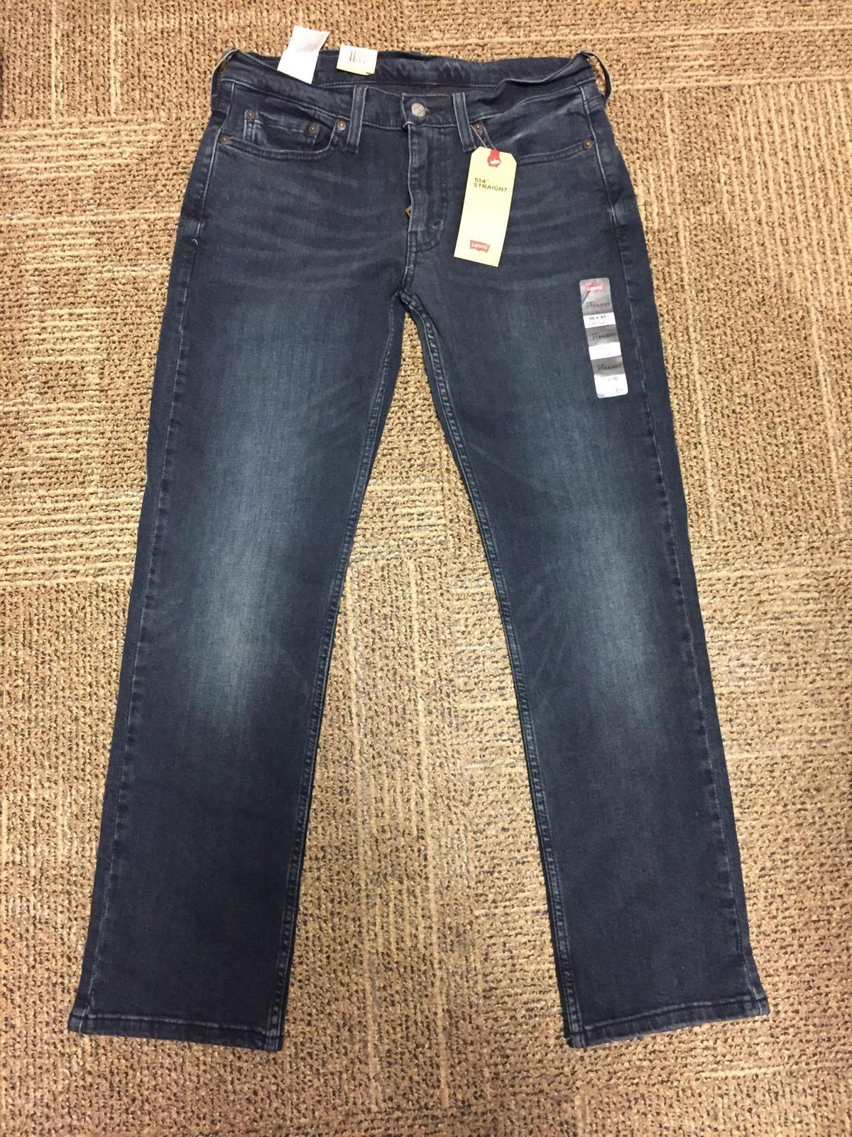 Brand New with Tags Levi's Red Tab 514 Straight Stretch Dark Blue Jeans - Size W 30 L 30