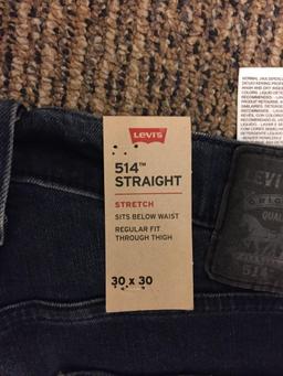 Brand New with Tags Levi's Red Tab 514 Straight Stretch Dark Blue Jeans - Size W 30 L 30