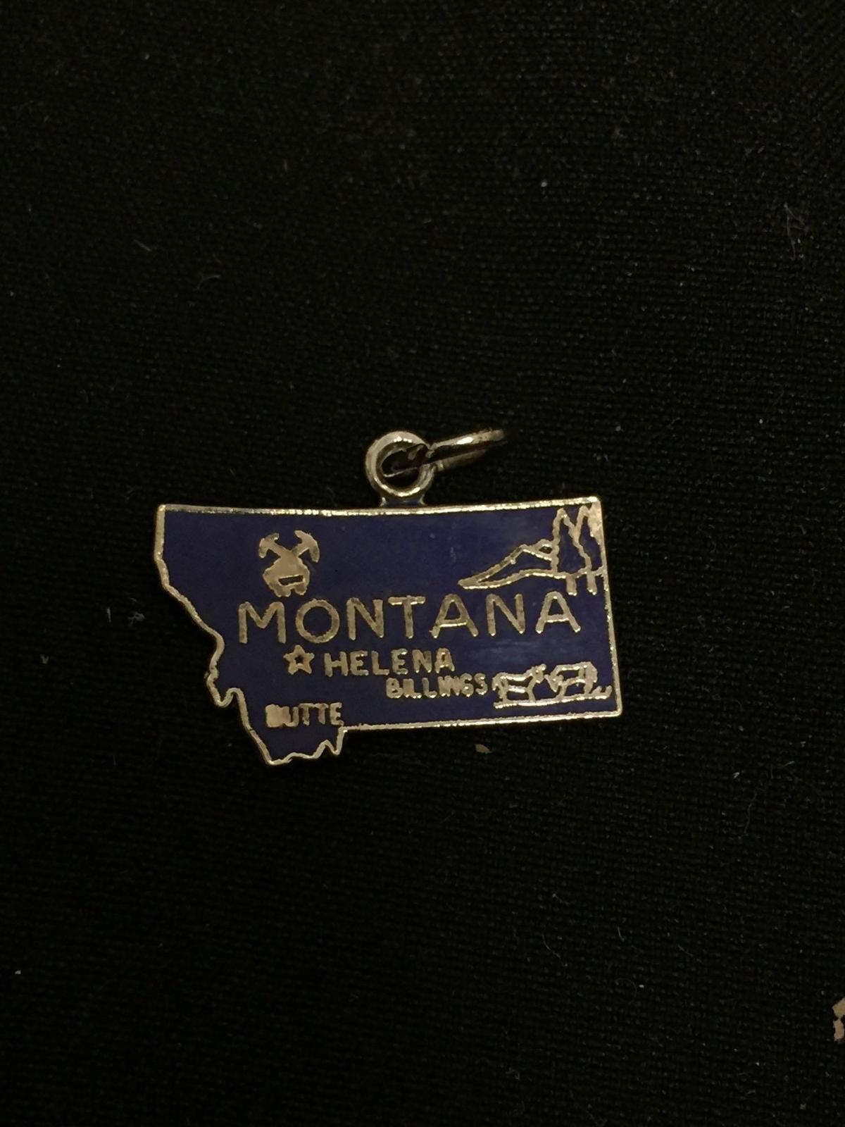 Detailed 19x10mm State of Montana Sterling Silver Charm