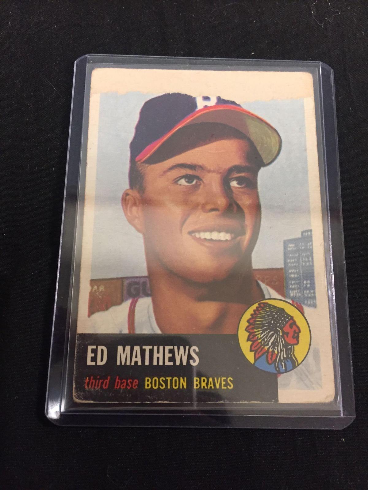 1953 Topps #37 Ed Mathews Braves Vintage Baseball Card from Collection