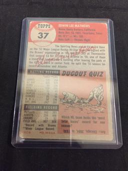 1953 Topps #37 Ed Mathews Braves Vintage Baseball Card from Collection