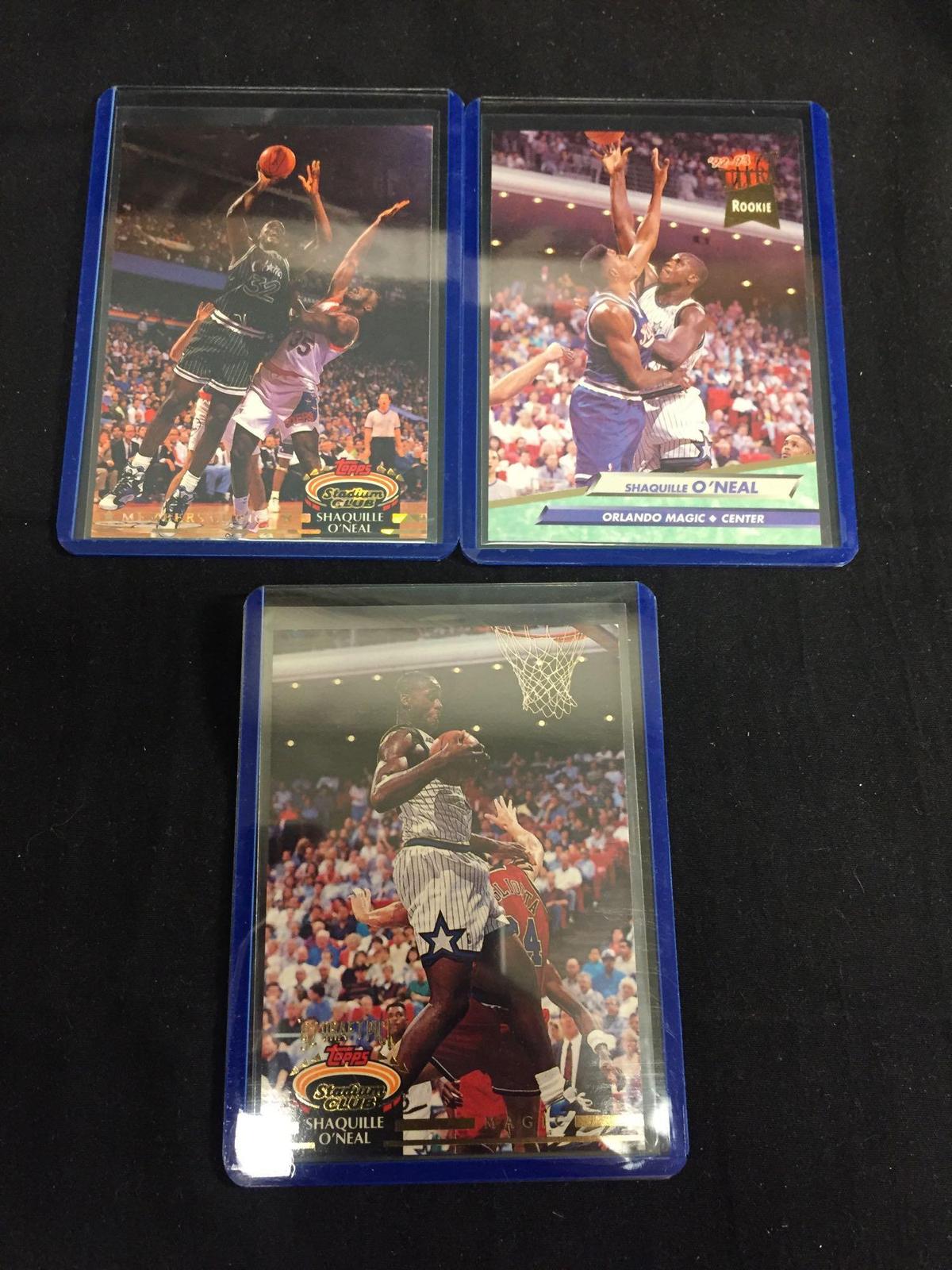 3 Card Lot of Shaquille O'Neal Magic Rookie Basketball Cards from 1992-93