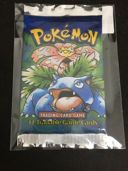 HIGH END Pokemon SHADOWLESS Base Set Sealed Long Crimp 11 Card Booster Pack - VENASAUR Art