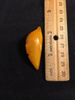 Vintage Handmade 49x20mm Polished Leaf Detail Orange Bakelite Brooch