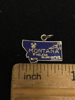 Detailed 19x10mm State of Montana Sterling Silver Charm