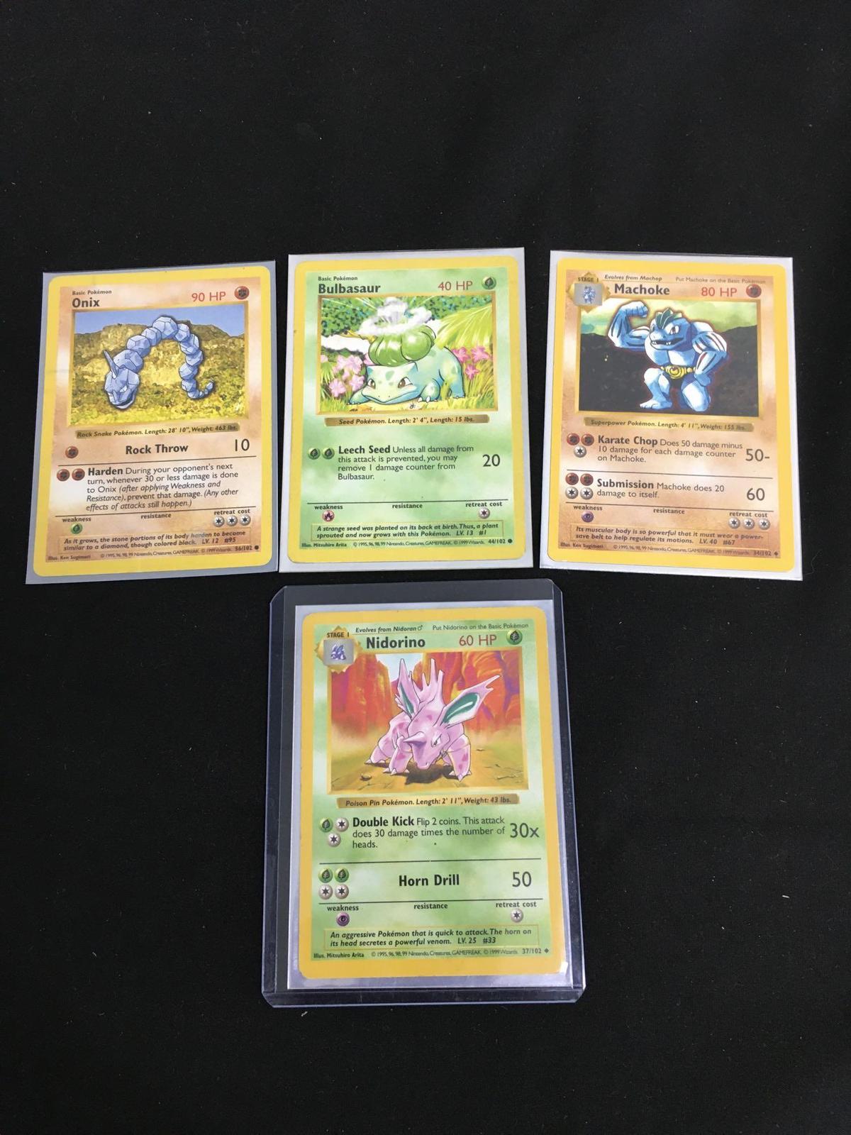 Estate Lot of 4 Vintage SHADOWLESS Base Set Pokemon Cards