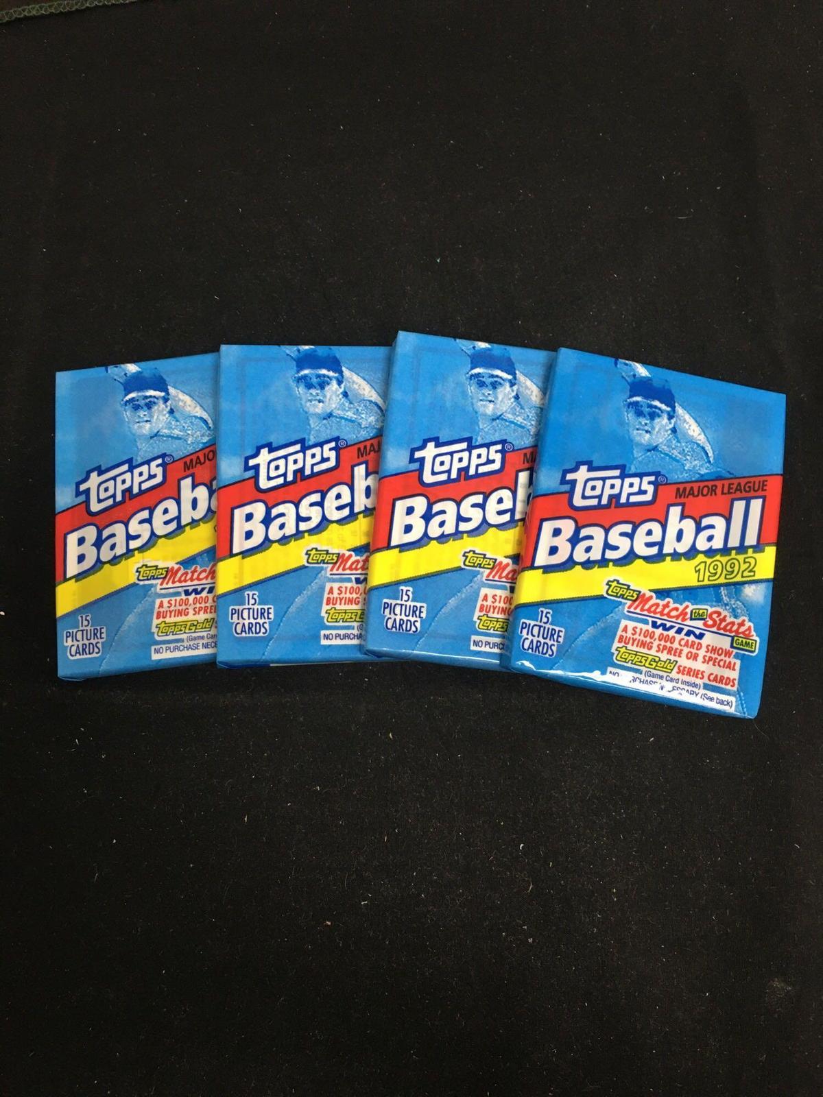 Lot of 4 Factory Sealed 1992 Topps Baseball MLB 15 Card Packs