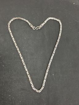 20" Heavy Sterling Silver Byzantine Chain Necklace - 48 Grams