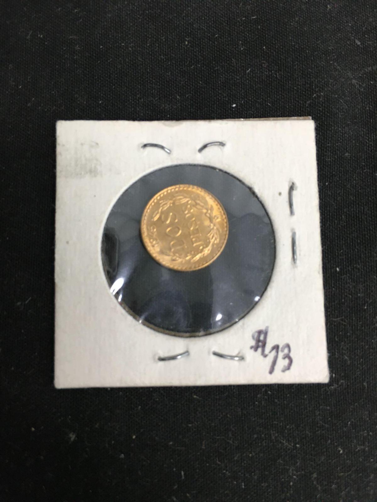 1945 Mexico 2 Pesos GOLD Coin - .0482 Ounces AGW - Nice