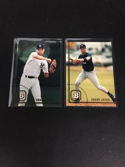 2 Card Lot of 1994 Bowman Derek Jeter Rookie Cards - Regular and FOIL Cards - WOW