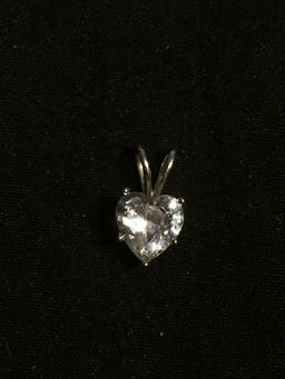 Heart Faceted 6.5x6.5mm CZ Center Sterling Silver Split Bale Solitaire Pendant