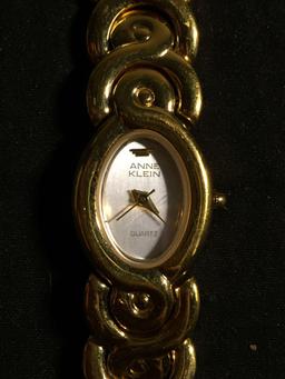 Anne Klein Designer Oval 15x10mm Face Gold-Tone Stainless Steel Watch w/ Bracelet