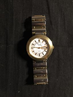 Marcel Drucker Round 36mm Gold-Tone Bezel Stainless Steel Watch w/ Date & Bracelet