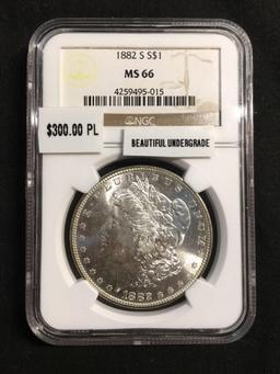 1882-S United States Morgan Silver Dollar - NGC Graded MS 66