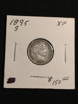 1895-S United States Barber Silver Dime - 90% Silver Coin