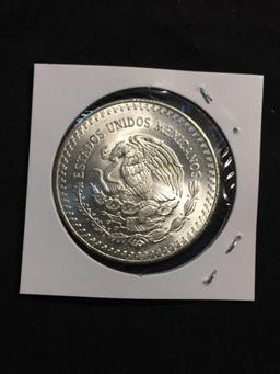 1982 Mexico 1 Ounce .999 Fine Silver Onza Silver Bullion Round Coin