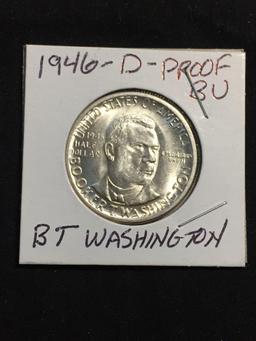 1946 United States Booker T. Washington Silver Half Dollar - 90% Silver Coin